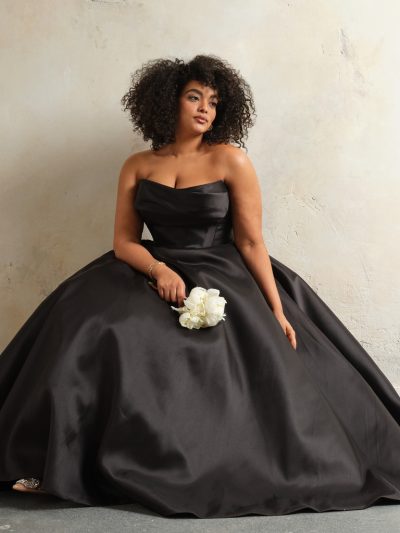 Sottero and Midgley Faro ballgown trouwjurk - zwarte strapless ballgown trouwjurk met volumineuze rok en zakken