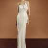 Pronovias Privée Vannie jurk met vintage fit-and-flare silhouet, vooraanzicht.