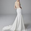 Pronovias Zoe trouwjurk, achterkant met open rug en vloeiende sleep